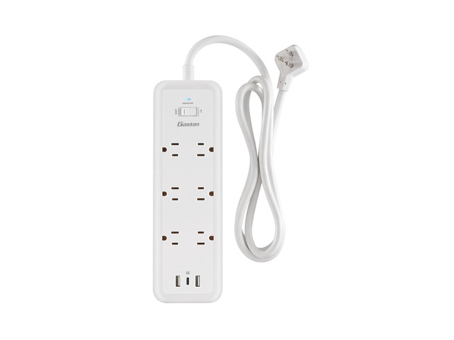 Gaston Surge Protector Power Strip - 5 Ft Plug Extension Cord, 6 Widely Outlets, 3 USB Ports(1 USB C), 1 Side Outlet Extender for Home Office,...