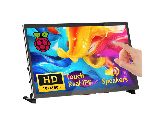 Touchscreen Monitor for Raspberry Pi 7'' IPS LCD Screen 1024 x 600 Smooth Touch Built-in Dual Speakers HDMI Input Compatible with Raspberry Pi...