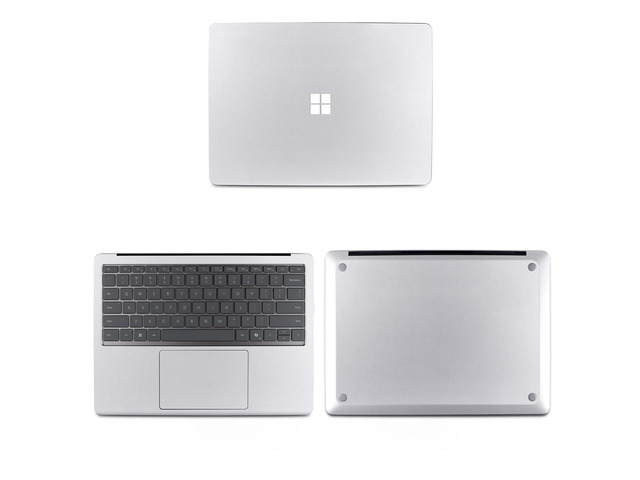 Vinyl Skin Sticker for 2024 Microsoft Surface Laptop 7 15 Inch (Model 2037) 3-in-1 Full Body Protective Decal Anti-Scratch Waterproof (Silver)