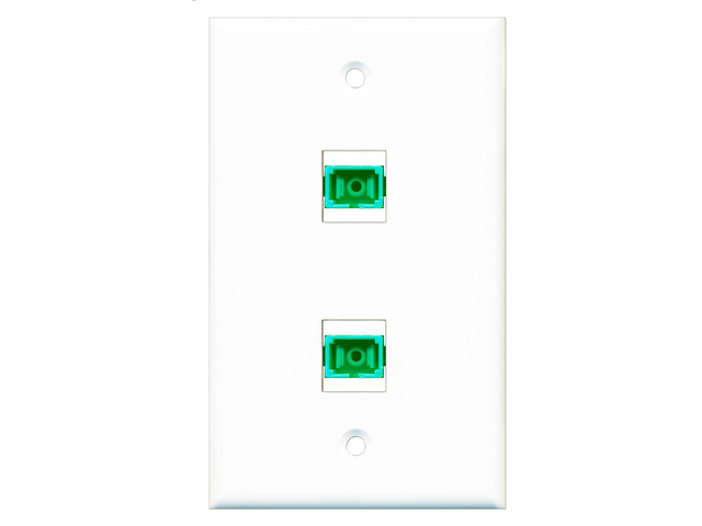 2 Port Fiber SC APC Simplex Wall Plate - Bracket Included