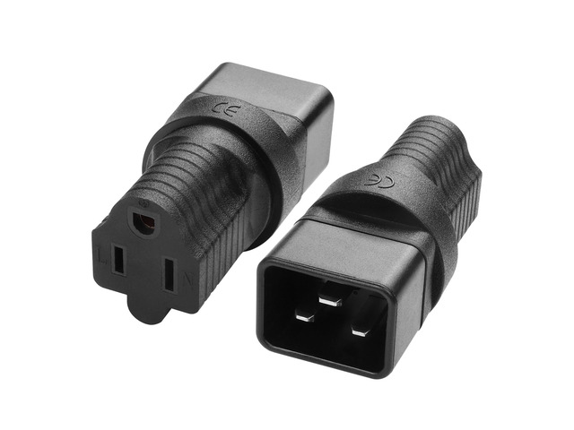 2 Pack IEC C20 to NEMA 5-15R Power Adapter 15A 125V NEMA 5-15P to C20 AC Power Converter for PDUs and Network Equipment