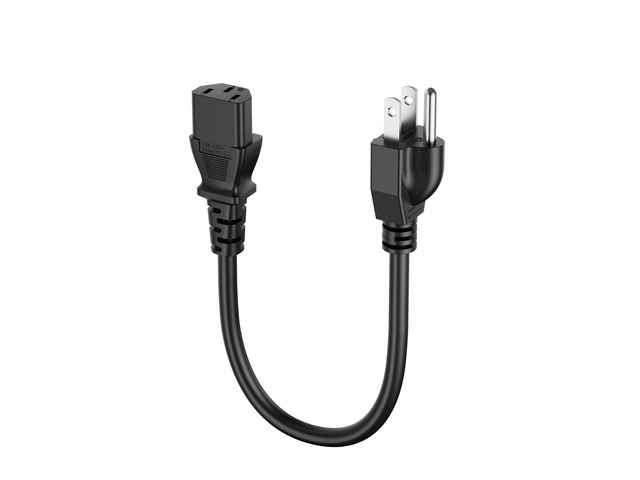 2-Pack 18AWG Universal Power Cord 1FT NEMA 5-15P to IEC320C13 c13 power cord,Computer Power Cord,3 prong ac power cord,Black PVC Molding,0.3M,UL...