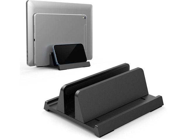Adjustable Vertical Laptop Stand for Desk, Compatible with 11-Inch to 17.3-Inch Laptops, iPad, iPhone, MacBook Pro/Air, Dell, HP, Lenovo, Asus - 3...