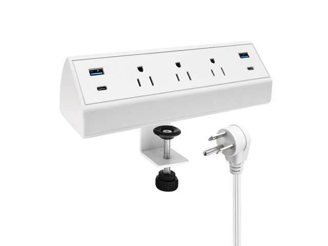 Fast Charge USB C Desk Clamp Power Strip 40W, Desktop Power Station Edge Mount Surge Protector 2 PC 20W USB-C Ports & 2 QC 18W USB A Ports 3 Outlets...