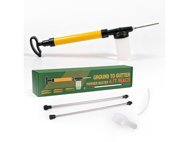 Diatomaceous Earth Powder Duster with 4 FT Adjustable Extension Pole, Hand Pump Powder Applicator Dispenser Sprayer for Garden & Home Pest Control,...