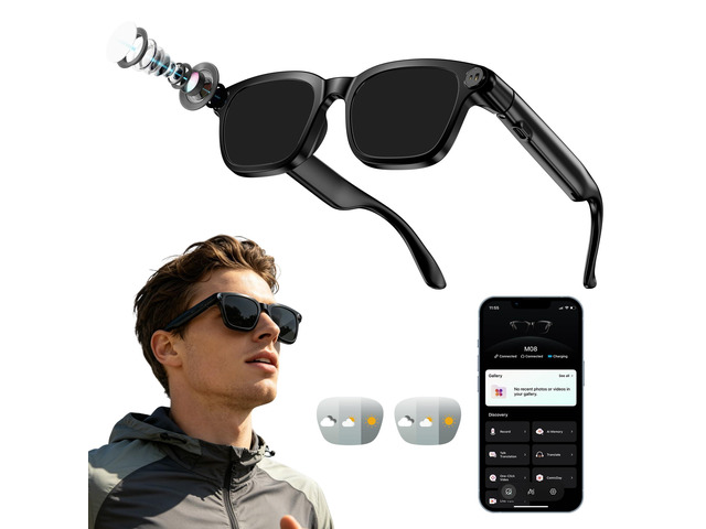 Smart Glasses with Camera for Men Women AI Translation Sunglasses 8MP HD Camera, Video Recording, Bluetooth, Type-C Charging, Open-Ear Audio...