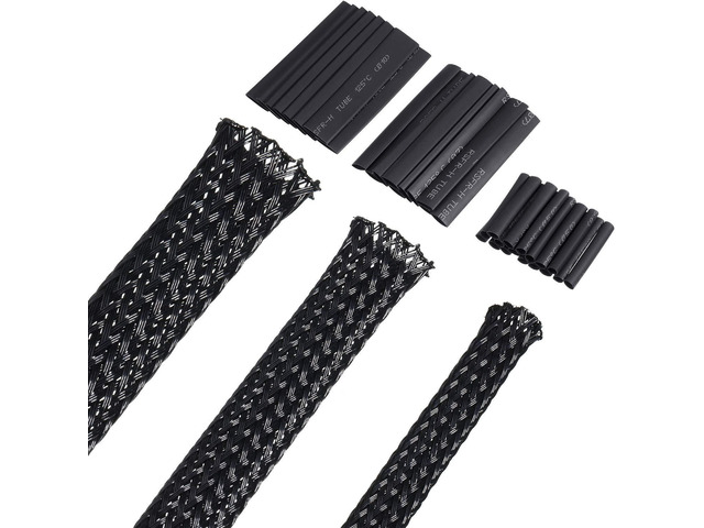 50ft PET Expandable Braided Cable Sleeve, Wire Loom Braid Sleeving with 127 Pieces Shrink Tube for Audio Video and Other Home Device Cable...
