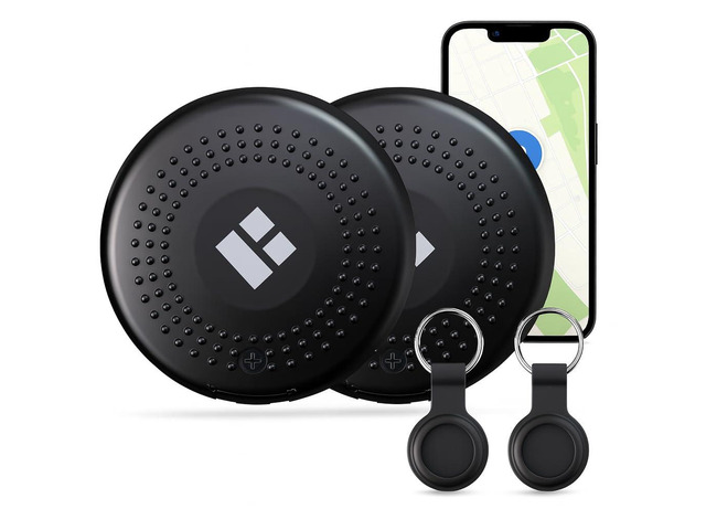 Tech Solutions Smart Tracker Tag with Audible Alarm, Bluetooth, 2-Pack Apple find my app compatible, tracking keys, wallets, luggage & pets