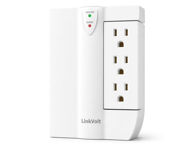 LINKVOLT Surge Protector Wall Tap Extender 90° with USB Ports 6 AC 1200J 5ft Extension Cord