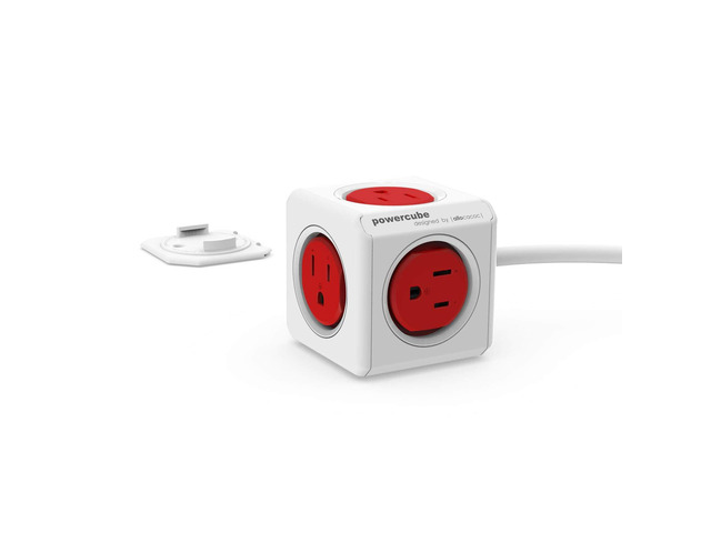 Power Strip PowerCube Extended 5 Outlets 5ft Cable Surge Protector No Blockage Mounting Dock Removable Tape, Compact for Travel Home Office Dorm...