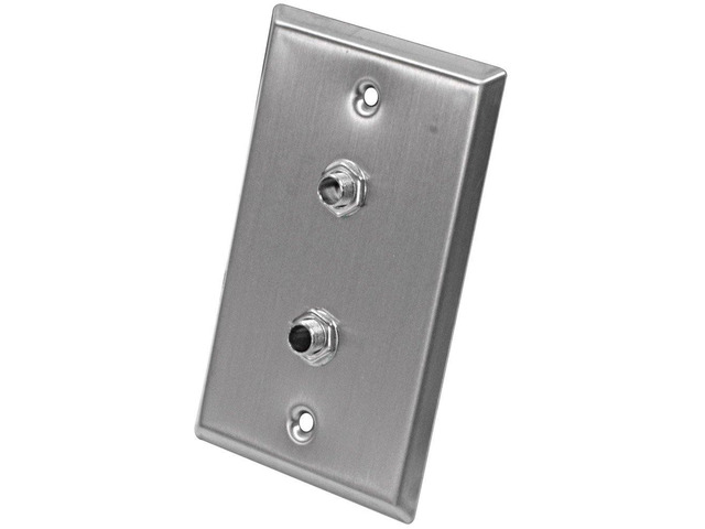 SA-PLATE20 Stainless Steel Wall Plate with Dual 1/4-Inch TS Mono Jacks