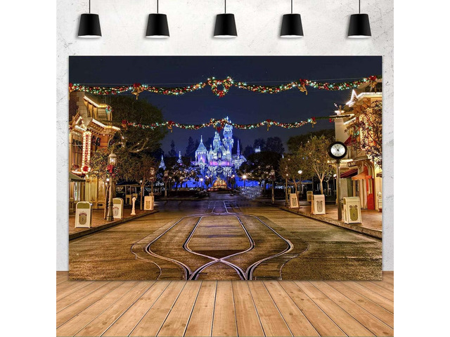 Castle Night Scene Backdrop Playground Backdrop for Party Decoration 10x7ft Princess Castle Backdrop, Birthday Party Photobooth Backdrop,...
