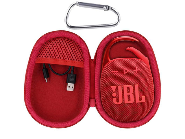 Hard Case for JBL Clip 5 Speaker, Red EVA case construction, Water-resistant design, Dust-resistant design, Protective case only