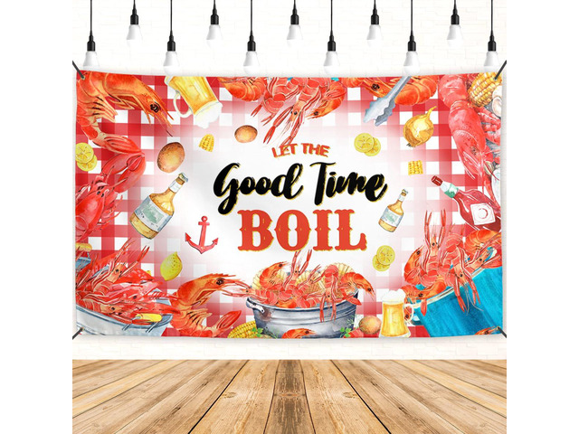 Crawfish Banner Lobster Backdrop Sign Crab Seafood Boil Party Decor Shrimp Boil Party Supplies