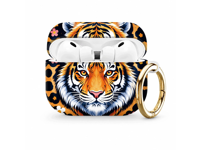 Compatible with AirPod Pro 3 Case (2025), Stylish Pattern Protective Cover with Keychain, Shockproof Anti-Drop TPU Case for Women and Men(Tiger...