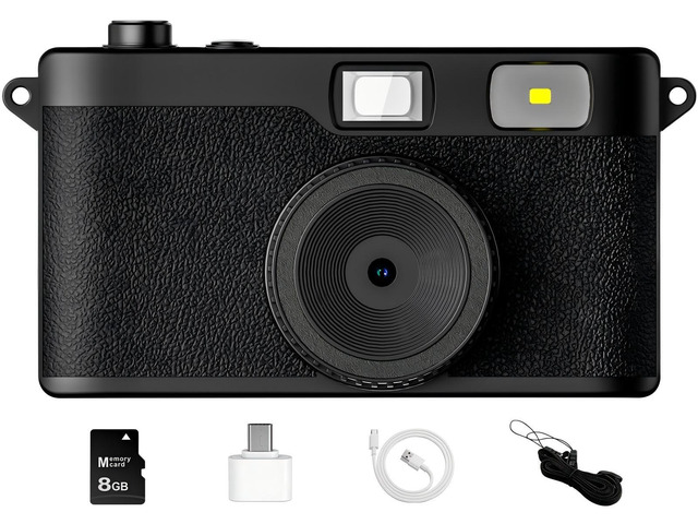 Screen Free Digital Camera, Reusable 12MP Vintage Digital Camera Unlimited DIY Filters, OTG Support and Flash Light for Summer Camp with 8GB...