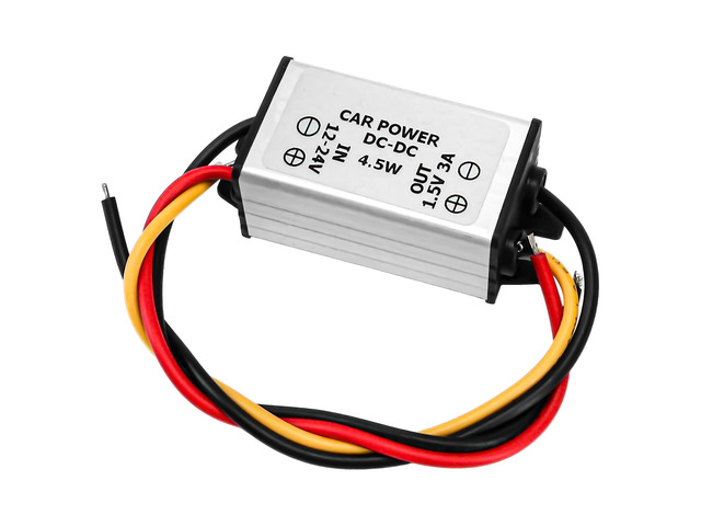 24V-12V to 1.5V 3A Car Power Voltage Converters, Step Down Module 12V to 1.5V 3A Output 13cm Cable 4.5W Regulator Buck Converters Power Supplies