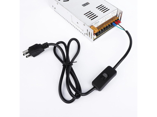 24V Power Supply and 4FT Power Cable 3 Prong Grounding Plug