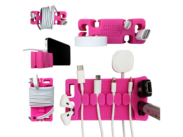 /DeskBrick Bundle Weighted Cord Holders for Nightstand & Desk - Phone Charger Cable Management Travel, Phone Accessory, Stocking Stuffer - Gift for...