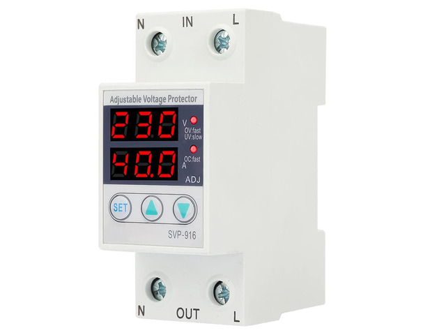 Single Phase Voltage Current Protector 230VAC Adjustable Over Under Voltage Protection for Appliances(63A)