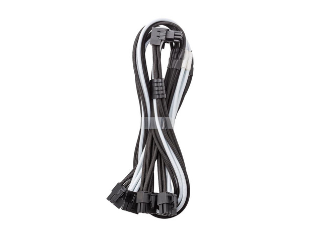 E-Series Pro ModFlex Sleeved 12V-2x6 12VHPWR 90° StealthSense PCIe Cable for EVGA G/G+ / P/P+ / T (Variant A, Black + White)