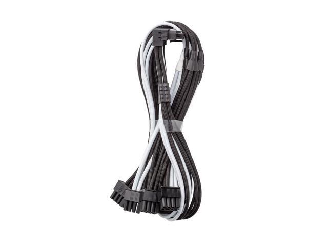 E-Series Pro ModFlex Sleeved 12V-2x6 12VHPWR 90Â° StealthSense PCIe Cable for EVGA G/G+ / P/P+ / T (Variant B, Black + White)