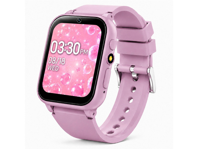1.69'' Kids Smart Watch for Boys and Girls, Pink Includes 2 screen protectors, 1GB SD card and school mode
