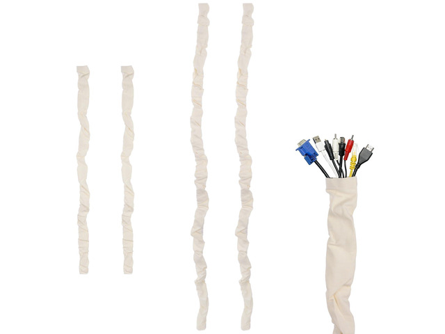 4 Pcs Fabric Cord Cover Set, Includes 47.2 in and 70.9 in Cable Management Sleeves, Beige Cotton Linen Cord Covers for Chandelier Lighting Wires,...