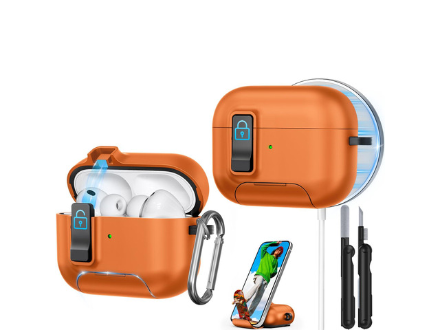 for AirPods Pro 3 Case, Sleek Protective Case with Safety Lock, Phone Stand, Auto- Pop up Lid for Airpods Pro 3rd Generation 2025, Compatible with...