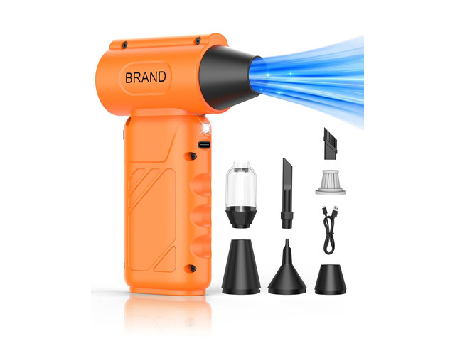 Solarplay Orange Compressed Air Duster, 130000 RPM Cordless Air Blower with 5-Gear Adjustable Speed, 4000mAh Fast Charging, 4 Nozzles for Car...
