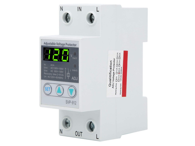 SVP-912 Voltage Protector Adjustable Under Over Voltage Protection, Protector Current Stabilizer Voltmeter, Smart Circuit Breaker, Voltage...