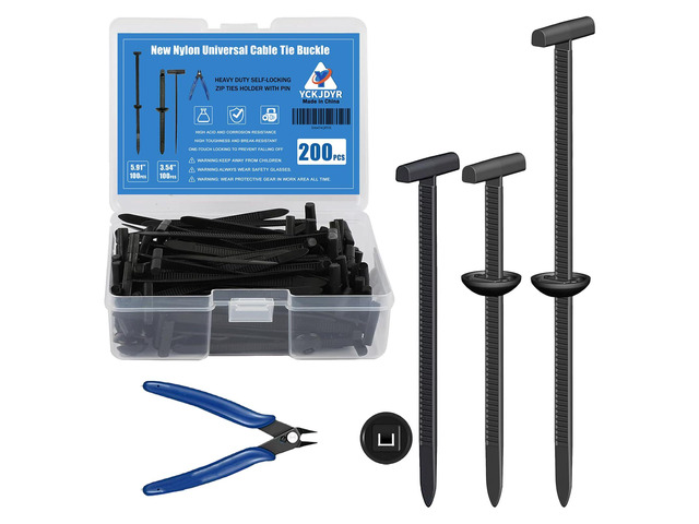200PCS Upgraded Nylon Zip Ties with Pliers & Storage Box, Self-Locking UV-Resistant Heavy-Duty Fasteners for Car Bumper Fender Engine Cover Repair,...