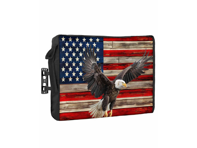 American Flag Outdoor TV Cover 60'-65' Waterproof & Weatherproof TV Cover for Outside 600D Thick TVs Enclosure Eagle Blue Red USA Flag Retro Flat...