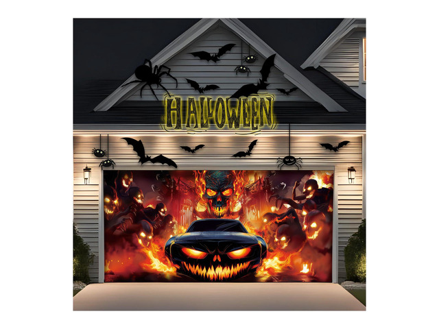 Halloween Garage Door Banner - 6x13 ft Skull Large Hanging Backdrop Halloween Garage Door Cover Wall Decorations for Outdoor Indoor, Holiday Party,...