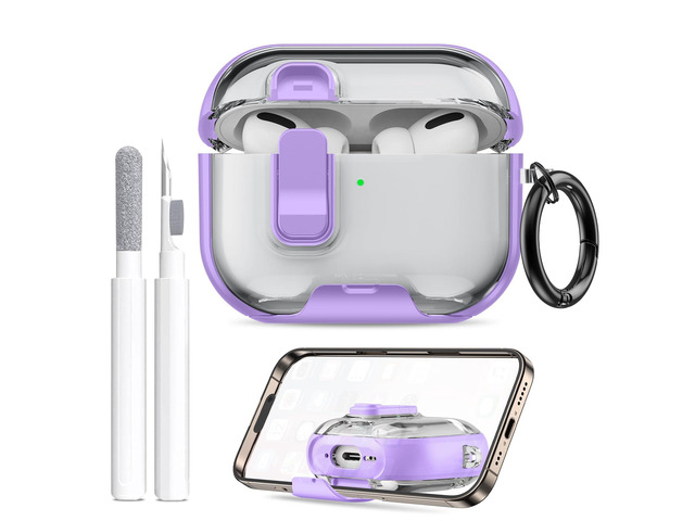 for AirPods Pro 3 Case (2025) with Phone Stand & Cleaner Kit, Cute Soft Silicone Cover for AirPods Pro 3rd Genera case with Keychain for Women Men...