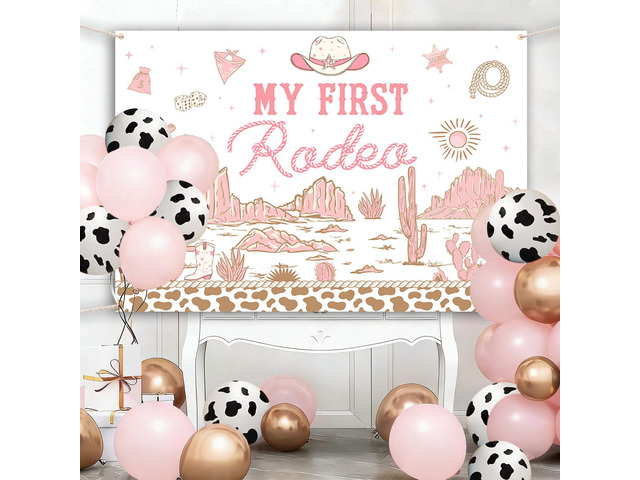 7x5ft My First Rodeo Birthday Backdrop Western Cowboy and Cowgirl Theme 1st Birthday Party Decorations Newborn Girls First Birthday Party Decor...