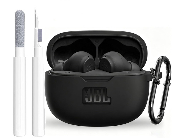 Silicone Case Cover for JBL Vibe Beam/Vibe Beam 2/Vibe 200TWS, Shockproof Anti-Scratch Protective Shell with Visible Logo, Comes with Carabiner &...