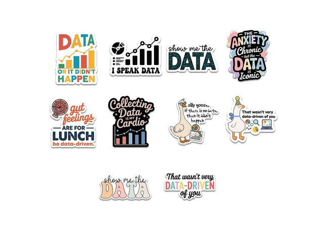 (10 Pcs) Data Analysis Stickers Pack, Funny Data Driven Vinyl Decals, I Speak Data Quote Stickers for Analysts, Scientists, Coders, Laptop Water...