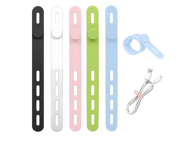 30PCS Silicone Cable Ties, Elastic Cord Organizer Wraps with Locking Buckle, Reusable Wire Management Straps for Home Office Travel, Charger...