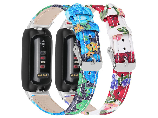 Leather Sport Bands Compatible with Fitbit Inspire 3, Floral Design Replacment Strap for Fitbit Inspire 3 Health & Fitness Tracker