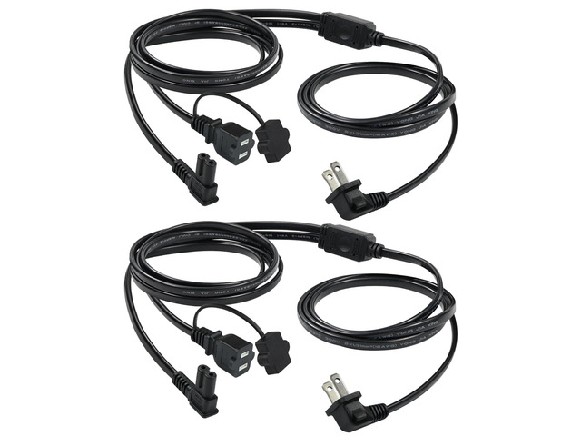 6FT TV Power Cord, 2-Prong to IEC C7 & Extra NEMA 1-15R Outlet 2Pack 2-Slot Figure-8 Power Splitter Cable for Fire Stick, Roku, Chromecast,...