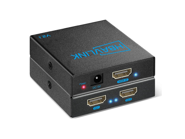 8K HDMI Splitter 1 in 2 Out 4K 120Hz- HDCP 2.3, VRR, HDR, Dolby/DTS5.1-1x2 HDMI 2.1 Splitter Mirror Display for PS3/4/5, Apple TV, Xbox, Fire TV...