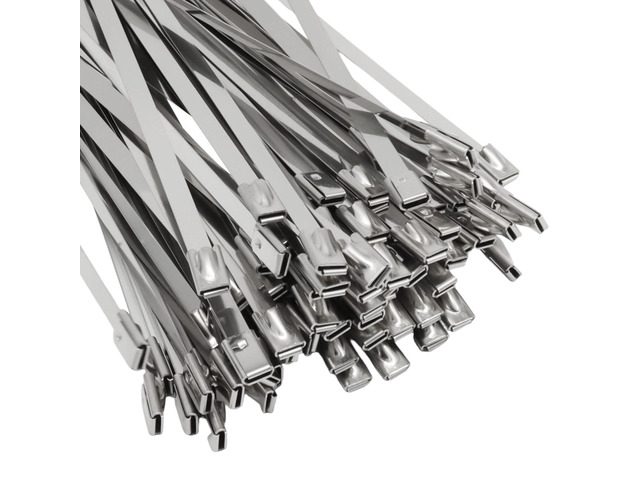 Metal Zip Ties, 18 Inch, 304 Stainless Steel 100 Pcs, Self-Locking Cable Ties, 270lbs Tensile Strength, Heavy Duty, For Vehicles, Farms, Gardens,...