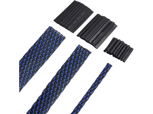 50ft PET Expandable Braided Cable Sleeve, Wire Loom Braid Sleeving with 127 Pieces Shrink Tube for Audio Video and Other Home Device Cable...