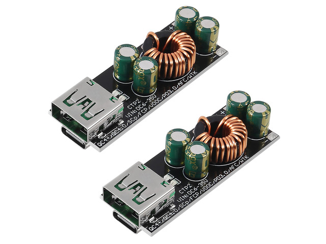 2PCS 60W 6-35V DC to USB Type C PD 3.0 QC4 Type A QC3.0 DC Fast Charge 12V 24V Step-Down Power Module USB Type-C Mobile Phone Quick Charge Adapter