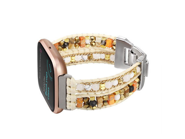 Boho Braided Bracelet Compatible with Fitbit Versa 4/Versa 3/Sense/Sense 2 Bands for Women, Handmade Woven Beaded Strap for Fitbit Smartwatch