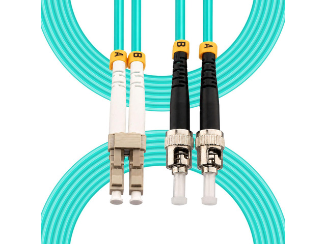 16FT LC to ST Fiber Patch Cable, OM3 Multimode Duplex Fiber Jumper 10G/40G MM Duplex 50/125µm Fiber Optic Jumper Optical Patch Cord, OD-2.0mm...