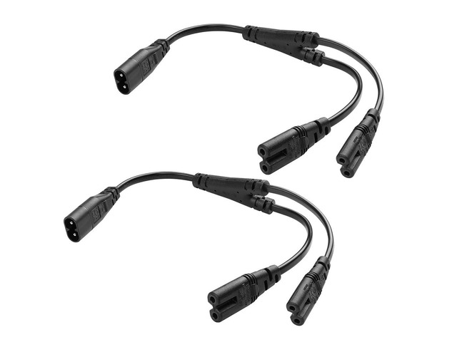 2 Pack 1 in 2 Out IEC320 C8 to 2 C7 Y Splitter Power Adapter Cable,Dual 8 Figure C7 Female Socket to IEC320 C8 Plug Connect Two Devices...