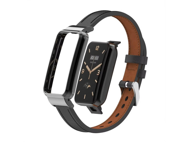 Compatible with Xiaomi Mi Band 7 Pro Band,Mi Band 7 Pro Leather Replacement Bracelet Strap Wristband Accessories with Metal Frame for Xiaomi Mi...