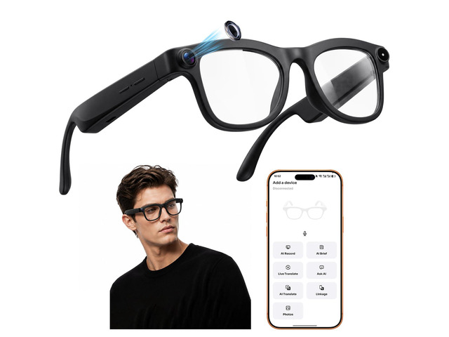 AI Smart Glasses with 8MP Camera, 4K HD Anti-Shake Video & Photo Capture, Real Time Translation, AI Voice Assistant, Open-Ear Bluetooth Audio, AI...